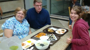 Anneliese and her parents in Koreatown