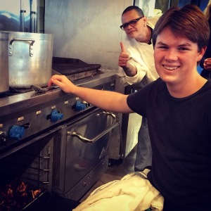 Peters first week with Chef Silvana at Barrio Urbano, making beef stock. 
