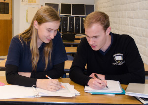 Yearbook Co-Editors Sarah Buchert and Connor Will go over plans for this year's book.