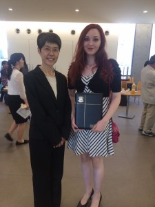 Kayla with Fujimoto-sensei at graduation.
