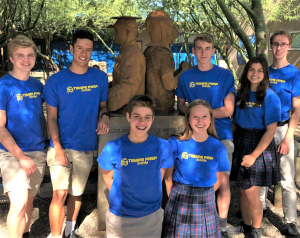 High school swim qualifiers, from left: Nick Hudson, Josh Cisneros-Kinney, Gabriel Huerta McWhirter, Gracie Smaw, Josh Hudson, Ehsa Murray and Noah Frazier.