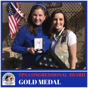 College Counselor Mrs. Moffitt presents Sierra Smith with the Congressional Award Gold Medal.